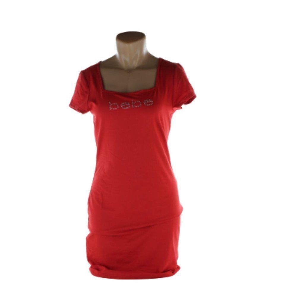 Bebe True Red BLING Dress Large NWT